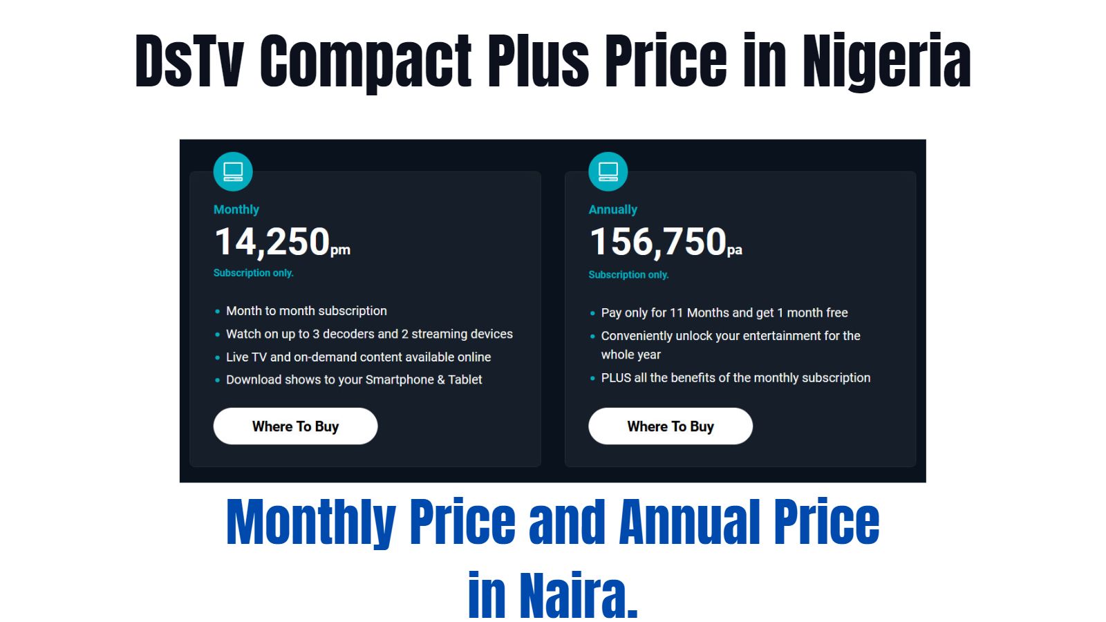 DsTv Compact Plus Subscription Price in Nigeria