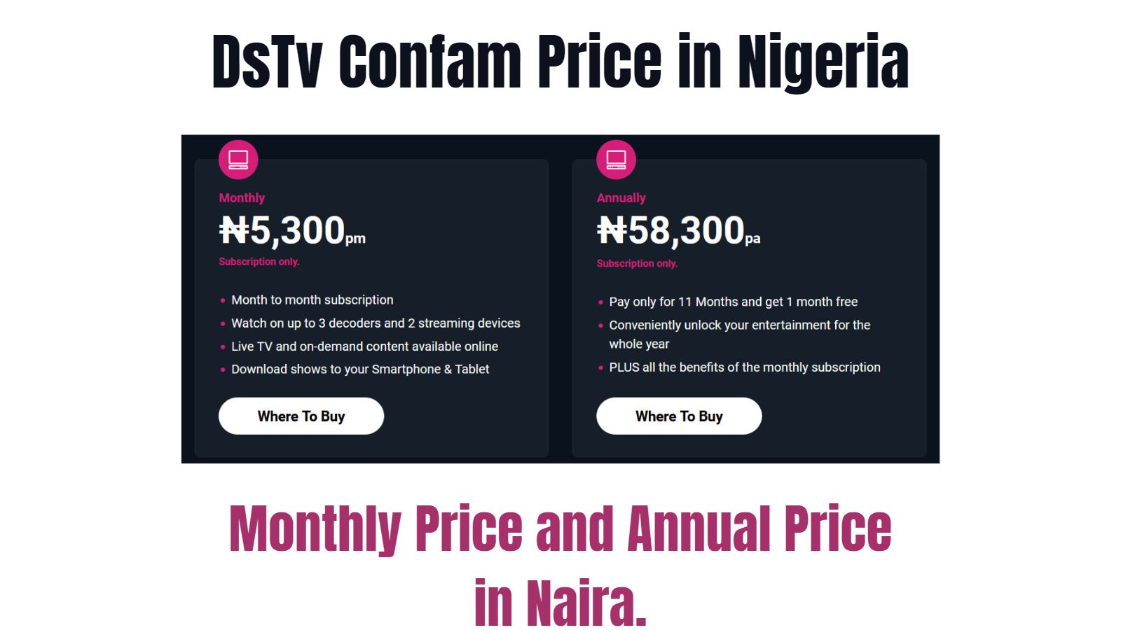 DsTv Confam Subscription Price in Nigeria
