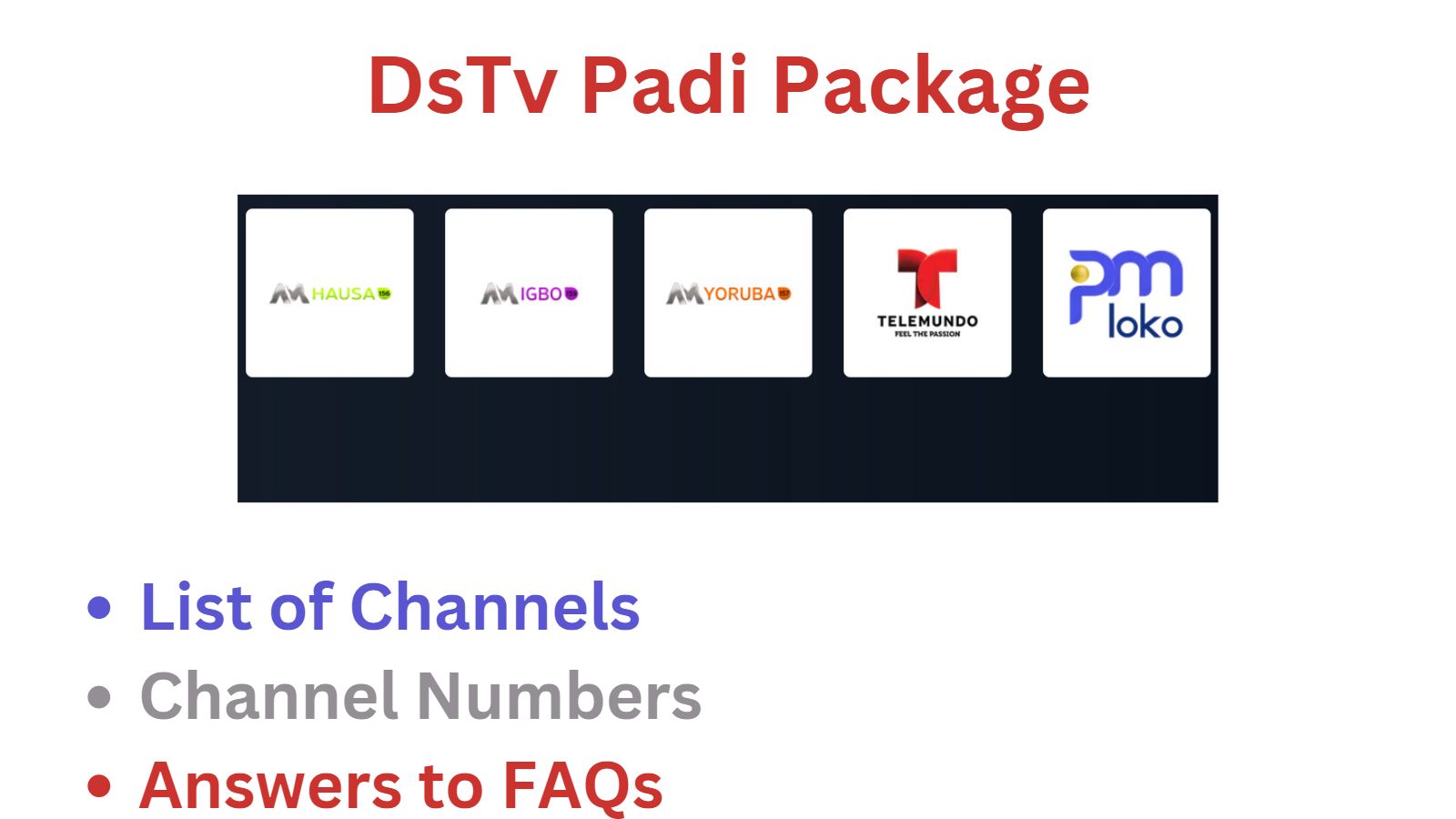 DsTv Padi Channels List in Nigeria