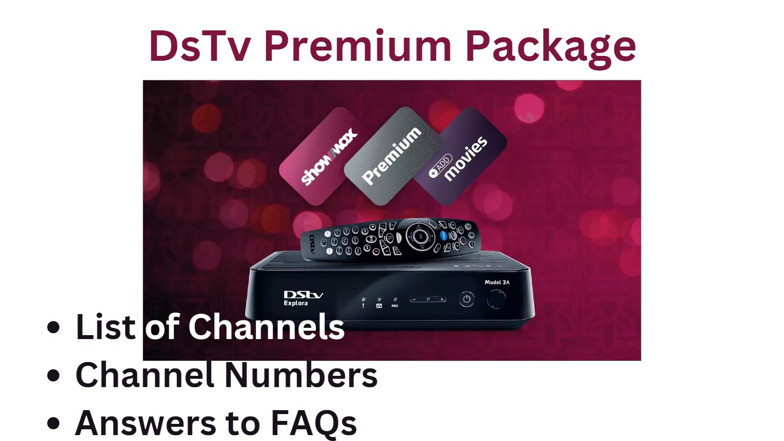 DsTv Premium Channels List in Nigeria