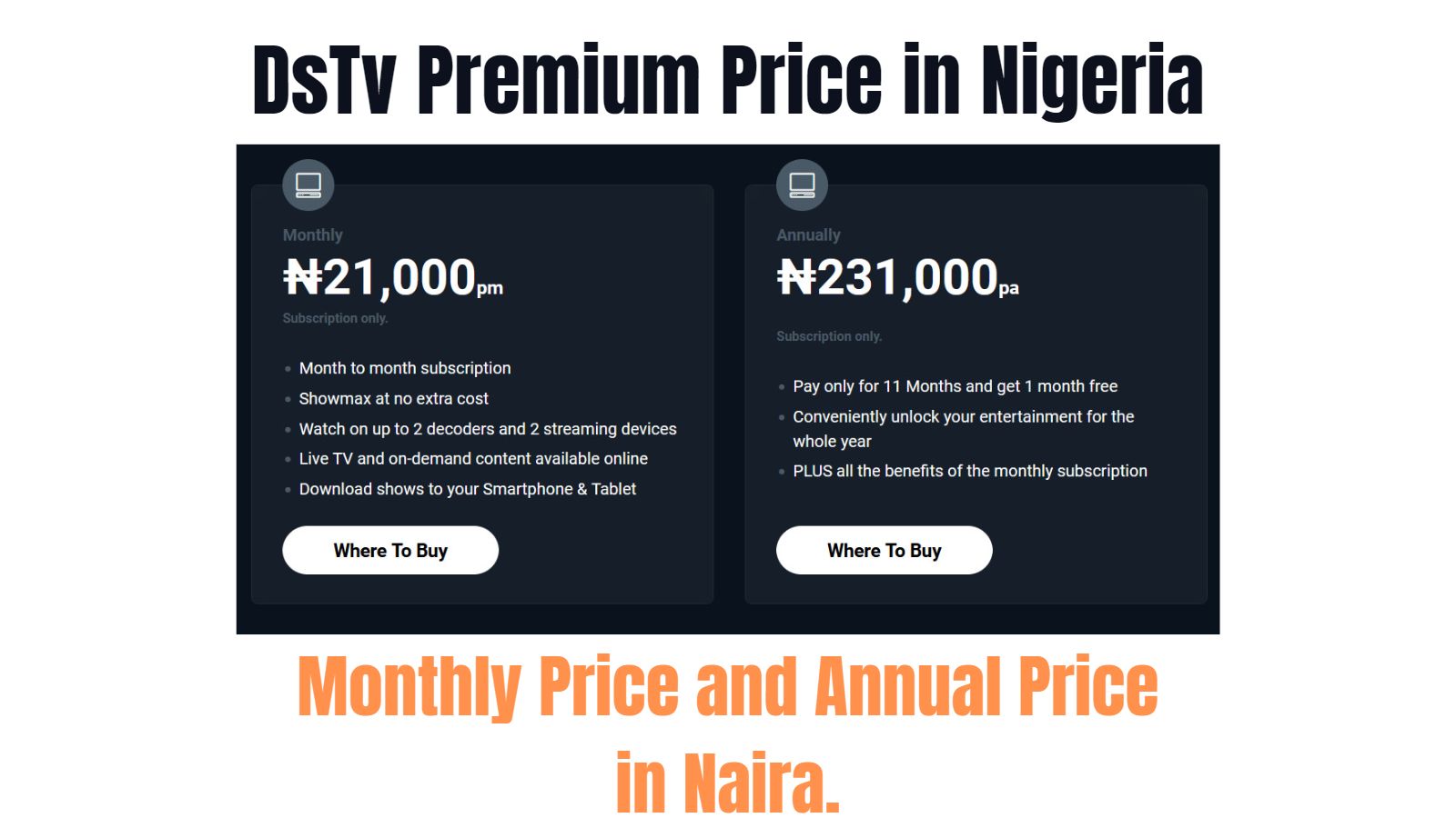 DsTv Premium Subscription Price in Nigeria
